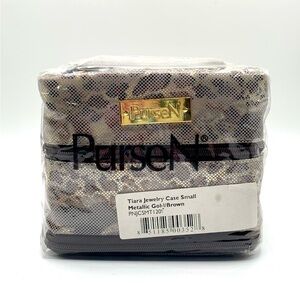 PurseN tiara small jewelry case metallic gold brown pnjcmt1209